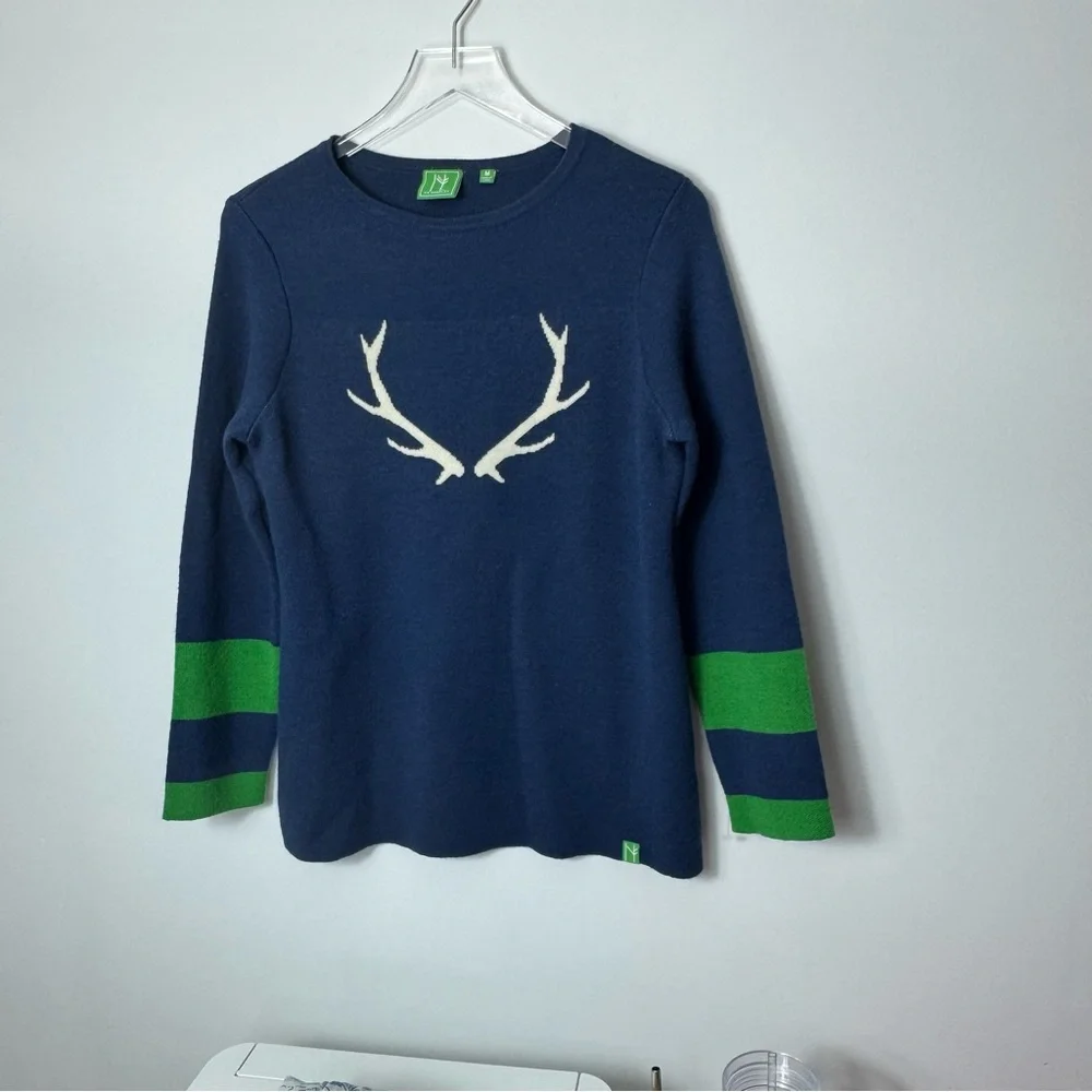 Neve by CK Bradley Antler Sweater - Navy Blue size Medium 2061 - Picture 1 of 3